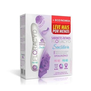 Kit Sabonete Líquido Íntimo Floracyd Sensitiva 2 unidades com 200ml cada
