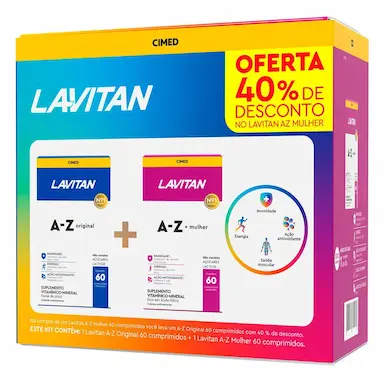 Kit Polivitamínico Lavitan A-Z Original 60 comprimidos + A-Z Mulher 60 comprimidos