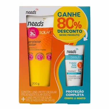 Kit Protetor Solar FPS 30 Needs Facial 40g + Corporal 200g