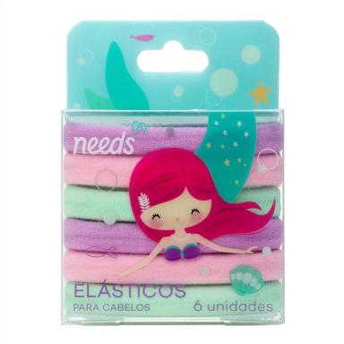 Elástico de Cabelo Infantil Needs Sereia 6 Unidades