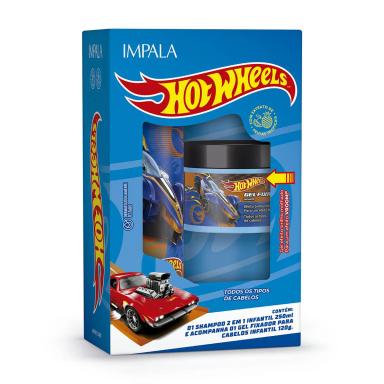 Kit Impala Hot Wheels Shampoo 2 em 1 250ml + Gel Fixador Azul 120g
