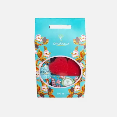 Kit Orgânica Colors Coração - Hidratante + Sabonete em Barra + 2 Esponjas