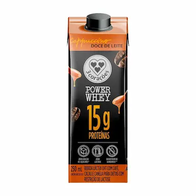 Cappuccino 3 Corações Power Whey Zero Lactose Doce de Leite Caixa 250ml