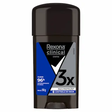 Desodorante Antitranspirante Stick Creme Rexona Men Clinical Clean Masculino 96h 58g
