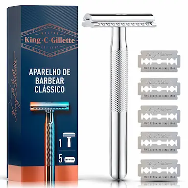 Barbeador King C. Gillette Duplo Fio + 5 Lâminas