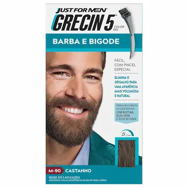Tonalizante Grecin 5 Just For Men Color Gel Barba e Bigode M-90 Castanho com 1 unidade-1