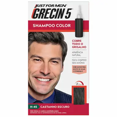 Shampoo Tonalizante Grecin Masculino - Castanho Escuro