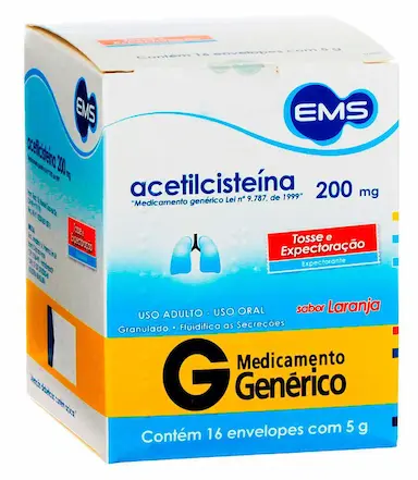 Acetilcisteína 200mg Granulado Sabor Laranja 16 envelopes EMS Genérico