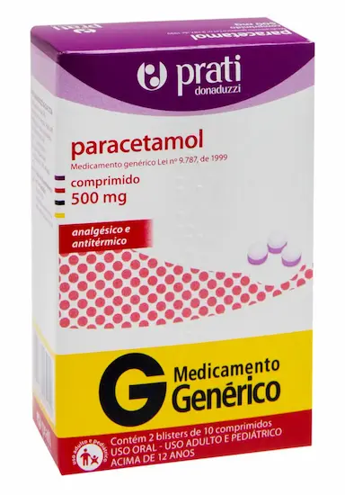 Paracetamol 500mg 20 comprimidos Prati Donaduzzi Genérico