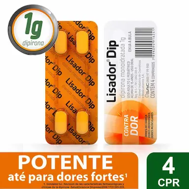 Lisador Dipirona Sódica 1g 4 comprimidos