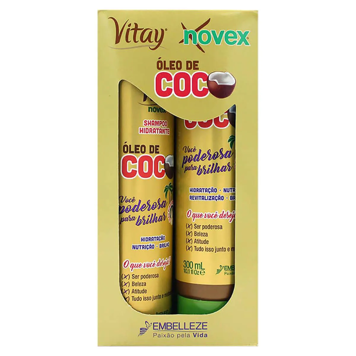 Kit Vitay Novex Óleo de Côco Shampoo 300ml + Tratamento Candicionante 300ml