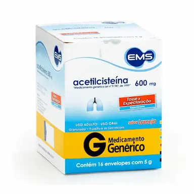 Acetilcisteína 600mg Granulado Sabor Laranja 16 envelopes EMS Genérico