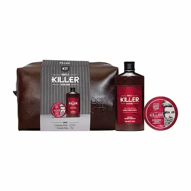 Kit QOD Barber Shop Killer Shampoo 220ml + Pomada Modeladora 70g + Necessaire