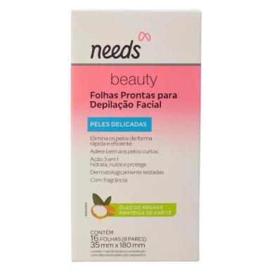 Folha Depilatória Facial Needs Beauty Pele Delicada 16 Folhas