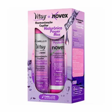 Kit Embelleze Harmonização Capilar Hialurônico Power Max Shampoo Vitay 300ml + Condicionador Novex 300ml