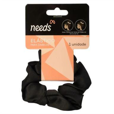 Elástico de Cabelo Needs Scrunchie Cetim Preto 1 Unidade