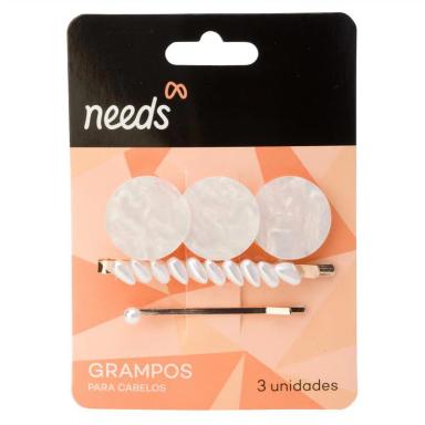 Grampo de Cabelo Penteado Needs Perolado 3 Unidades