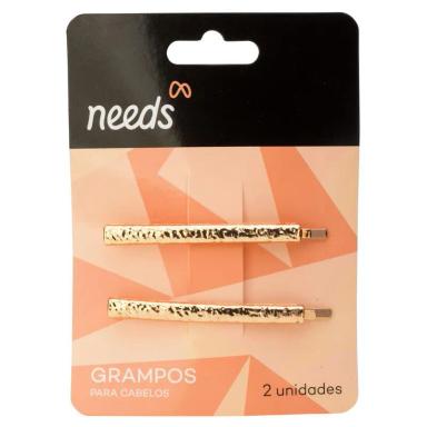 Grampo de Cabelo Needs Dourado 2 Unidades