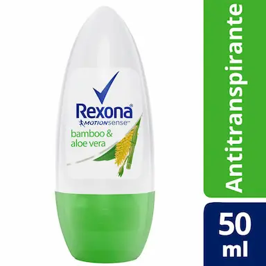 Desodorante Antitranspirante Roll-On Rexona Bamboo & Aloe Vera Feminino 48h Sem Álcool 50ml 