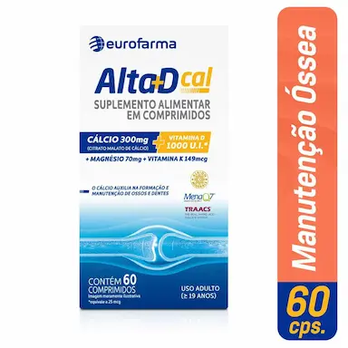 Cálcio 300mg + Vitamina D 1000UI Alta D Cal 60 comprimidos