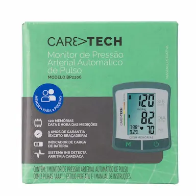 Monitor de Pressão Arterial de Pulso Caretech BP2206 1 Unidade