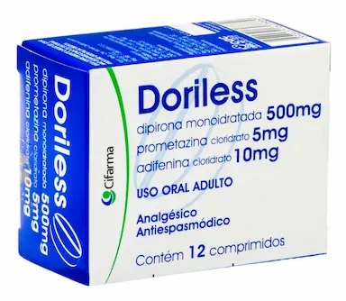 Doriless Dipirona 500mg + Prometazina 5mg + Adifenina 10mg 12 comprimidos