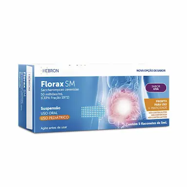 Probiótico Florax SM Pediátrico Sabor Uva Suspensão 5 flaconetes