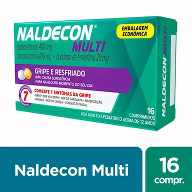 Naldecon Multi Paracetamol 800mg + Cloridrato Fenillefrina 20mg 16 comprimidos