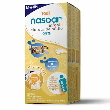 Nasoar Infantil 0,9% Solução Nasal Refil 15 envelopes