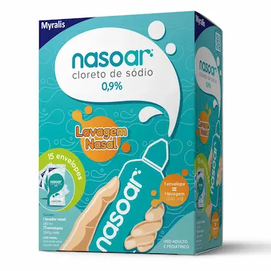 Nasoar Cloreto de Sódio 0,9% Refil 15 envelopes + Frasco