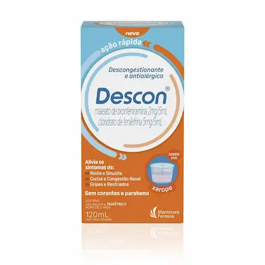 Descon Maleato de Bronfeniramina 2mg/5ml + Cloridrato de Fenilefrina 5mg/5ml Xarope 120ml