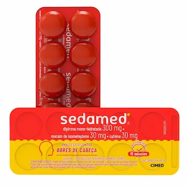Sedamed Dipirona 300mg + Mucato de Isometepteno 30mg + Cafeína 30mg - 10 comprimidos