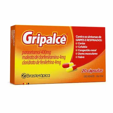 Gripalcê Paracetamol 400mg + Maleato de Clorferinamina 4mg + Cloridrato de Fenilefrina 4mg Antigripal 20 cápsulas