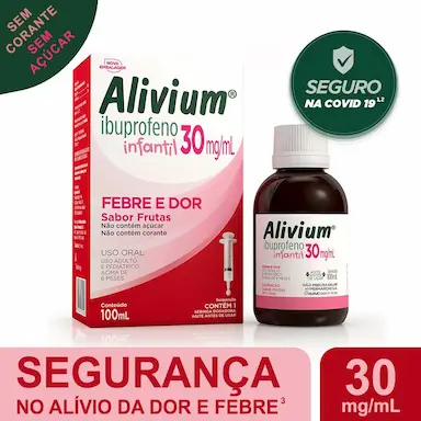 Alivium Infantil 30mg/ml Sabor Frutas Suspensão Oral 100ml