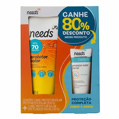 Kit Protetor Solar FPS 70 Needs Facial 40g + Corporal 200g