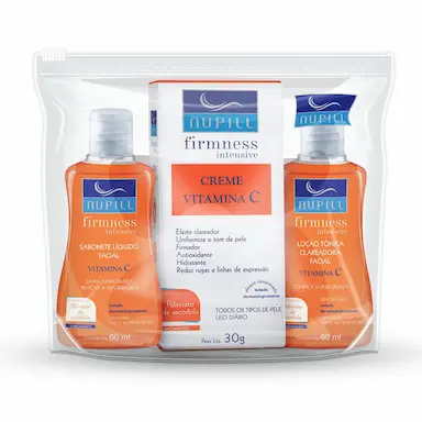 Kit Viagem Nupill Facial Vitamina C Sabonete Líquido 60ml + Creme 30g + Loção Tônica Clareadora 60ml