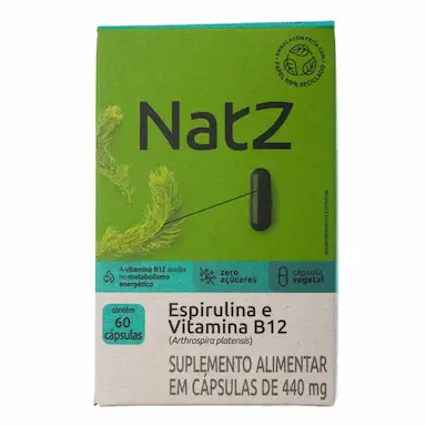 Espirulina + Vitamina B12 Natz 60 Cápsulas