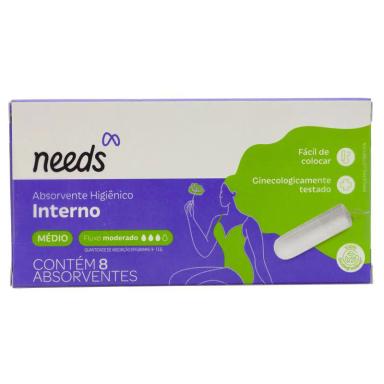 Absorvente Interno Needs Médio Fluxo Moderado 8 Unidades