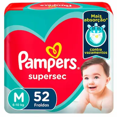 Fralda Pampers Supersec M 52 unidades
