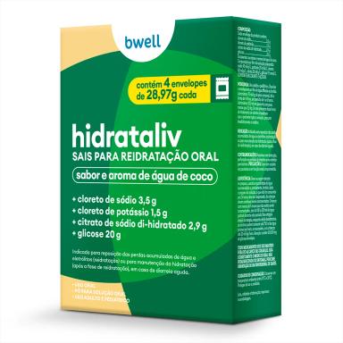 Sais para Reidratação bwell Hidrataliv Água de Coco 4 envelopes 