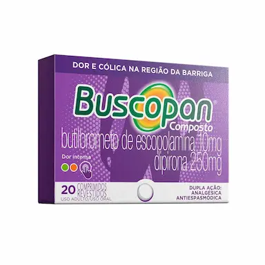 Buscopan Composto Butilbrometo de  Escopolamina 10mg + Dipirona Sódica 250mg 20 comprimidos