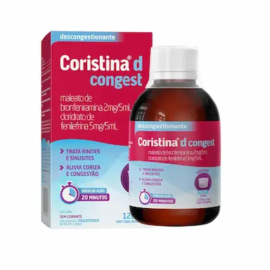 Coristina D Congest Maleato de Bronfeniramina 2mg/5ml + Cloridrato de Filefrina 5mg/5ml Xarope 120ml