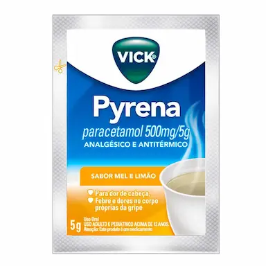 Vick Pyrena Paracetamol 500mg/5g Mel e Limão Pó para Solução Oral 5g