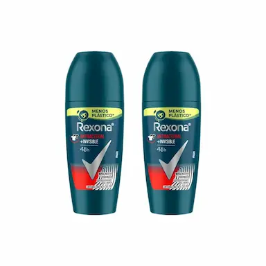 DESODORANTE ROLL-ON REXONA 50ML MASC ANTIBACT INVISIBLE-2UN