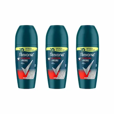 DESODORANTE ROLL-ON REXONA 50ML MASC ANTIBACTE INVISIBLE-3UN
