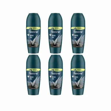 DESODORANTE ROLL-ON REXONA 50ML MASCULINO INVISIBLE - KIT C/6UN