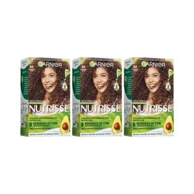 COLORAçAO NUTRISSE 52 MARROM IVETE CAST CL IRIZ ACAJU-KIT3UN