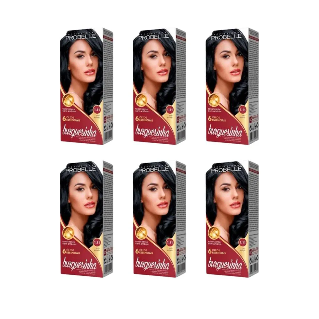 COLORAçAO PROBELLE BURGUESINHA 1.11 PRETO AZULADO-KIT C/6UN