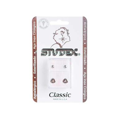 Brinco Antialérgico Studex Classic Bolinha Média Prateada 1 unidade
