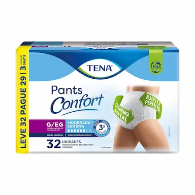 Roupa Íntima Descartável Tena Pants Confort G/EG Leve 32 Pague 29 unidades